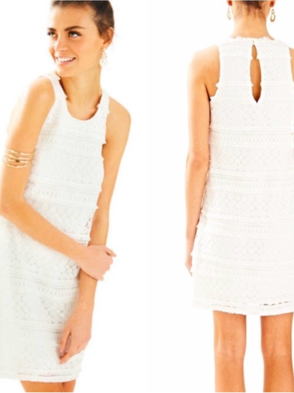 Lilly Pulitzer Annette Shift Lace Dress Resort White Fringe 6 Lined - Picture 4 of 14